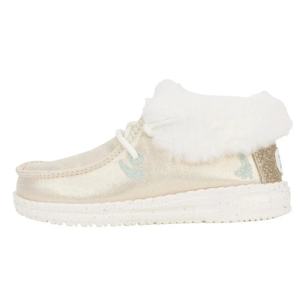 Hey Dude Wendy Fold Toddler Metallic Gold Faux Fur Collar Slip-On Shoes ZOGG2038